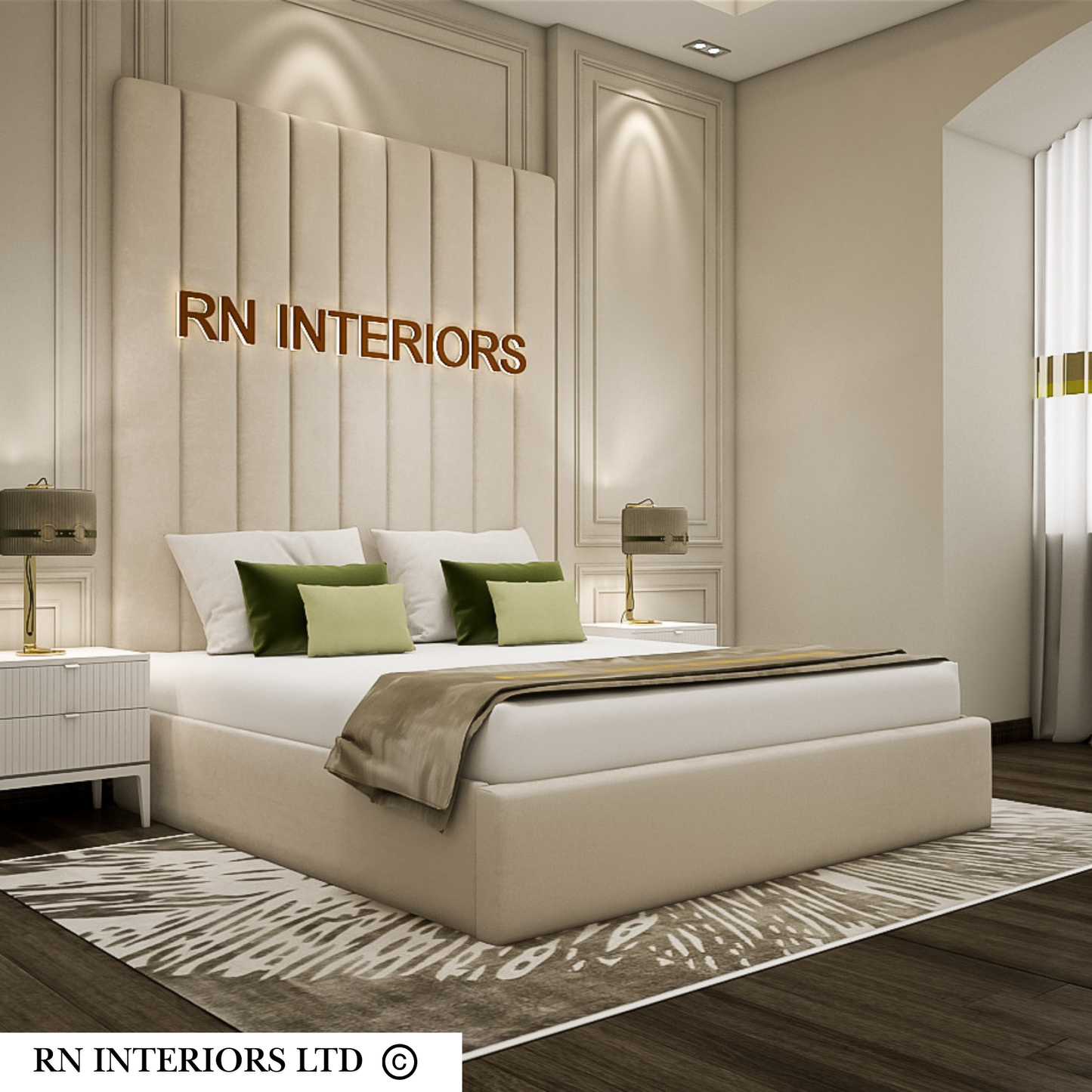 Linear Panel Bed Frame - Tall Headboard
