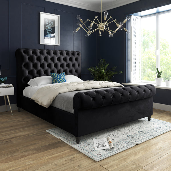 Sparkling Scroll Grey Double Bed Frame