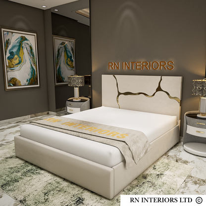 Cremio Golden Strips Designer Bed Frame