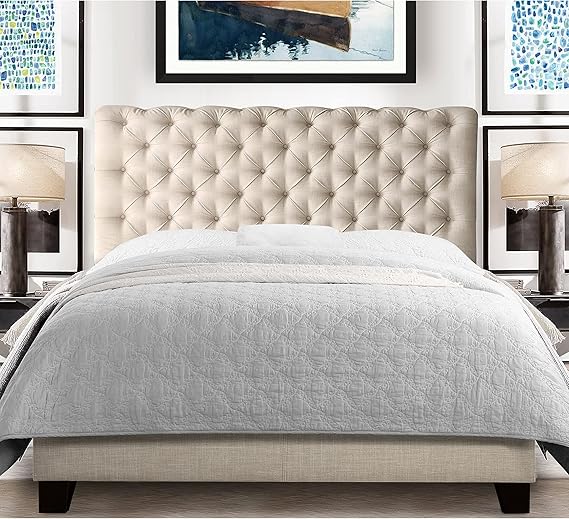 Chesterfield Cream Sleigh Bed Frame
