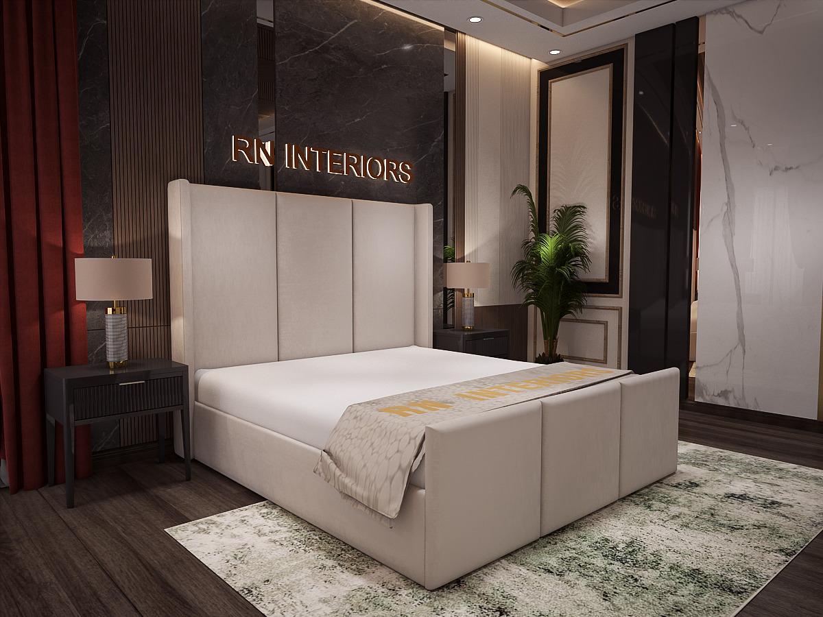 King Size Bed Frame - Liner Wingback Bed