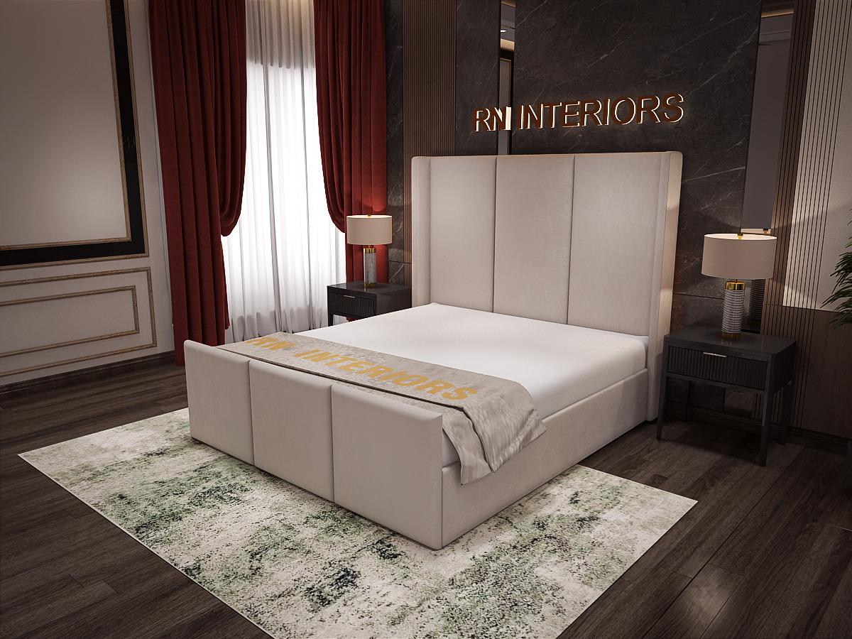 King Size Bed Frame - Liner Wingback Bed