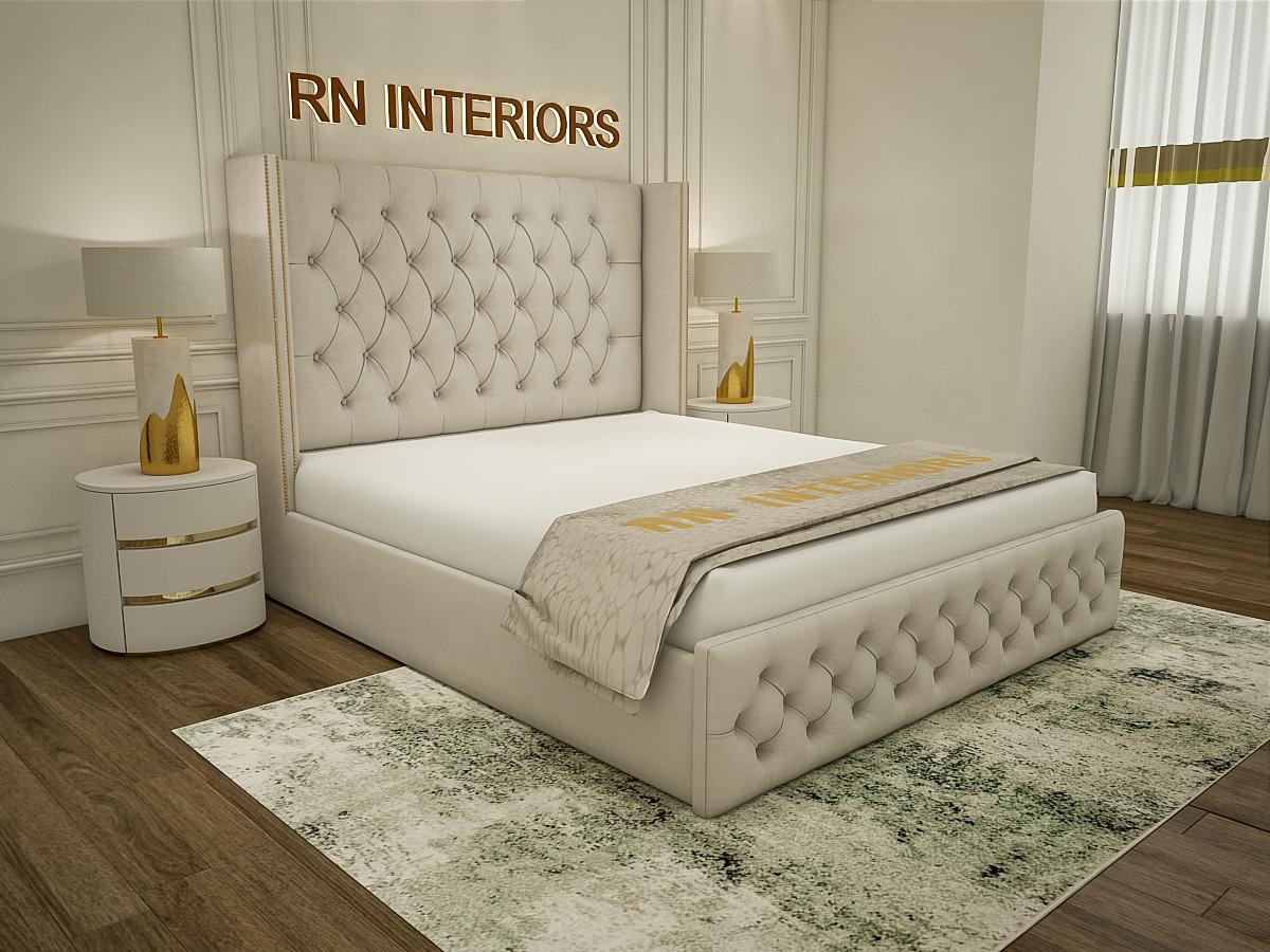Single Bed Frame - Wingback Plush Velvet  Bed Frame