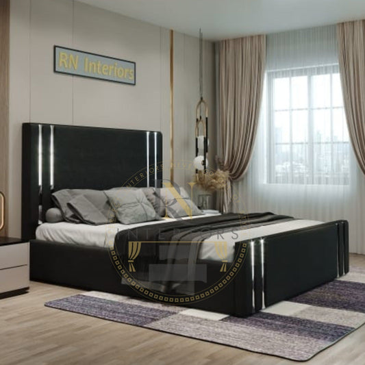 Silver Strip Headboard 49' & Footboard with Bed Frame